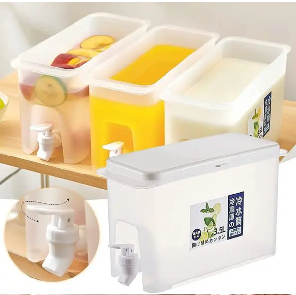 3L Refrigerator Water Jug with Faucet – Plastic Juice & Cold Drink Dispenser